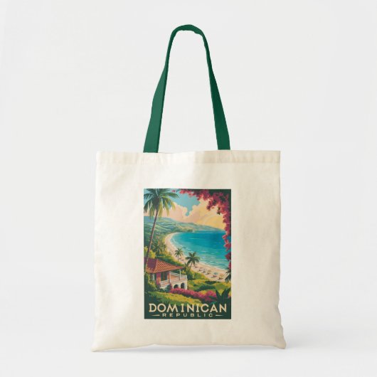 Dominican Republic Beach Illustration Travel Art トートバッグ (正面)