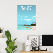 Dominican Republic Caribbean Illustration Travel ポスター (ホームオフィス)