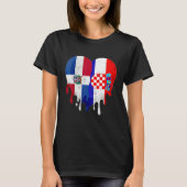 Dominican Republic Croatia Flag Heart Citizen Patr Tシャツ (正面)