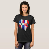 Dominican Republic Croatia Flag Heart Citizen Patr Tシャツ (正面フル)