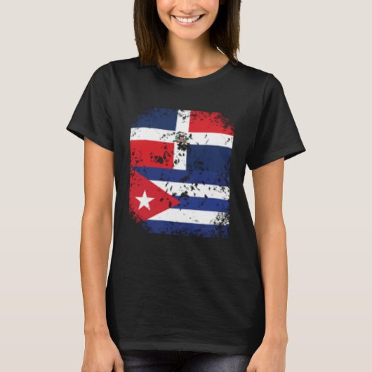 Dominican Republic Cuba Cuban Flag Dominicana Lati Tシャツ (正面)
