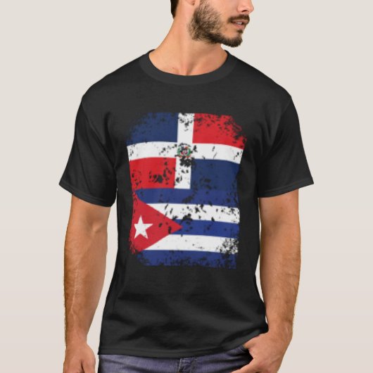Dominican Republic Cuba Cuban Flag Dominicana Lati Tシャツ (正面)