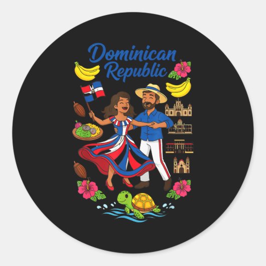 Dominican Republic Culture Dancing Travel  ラウンドシール (正面)