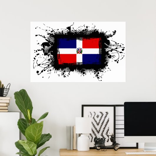 Dominican Republic Flag ポスター (ホームオフィス)