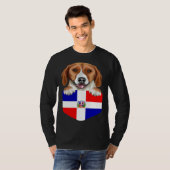 Dominican Republic Flag American Foxhound Dog In P Tシャツ (正面フル)