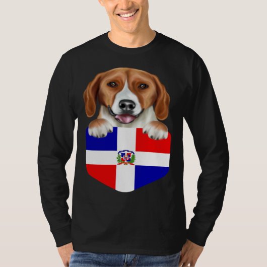 Dominican Republic Flag American Foxhound Dog In P Tシャツ (正面)