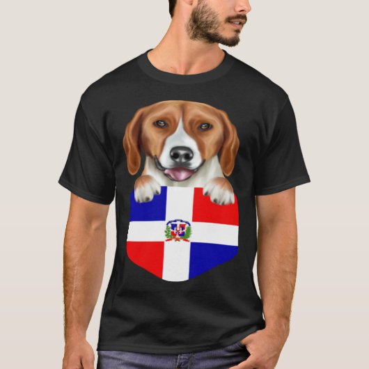 Dominican Republic Flag American Foxhound Dog In P Tシャツ (正面)
