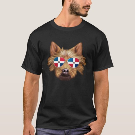 Dominican Republic Flag Australian Terrier Dog Poc Tシャツ (正面)