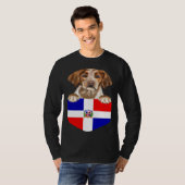 Dominican Republic Flag Brittany Dog In Pocket Tシャツ (正面フル)