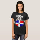 Dominican Republic Flag Dalmatian Dog In Pocket Tシャツ (正面フル)