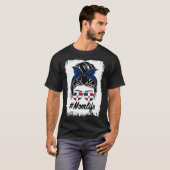 Dominican Republic Flag Dominican Mom Messy Bun Mo Tシャツ (正面フル)