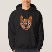 Dominican Republic Flag Finnish Spitz Dog Pocket パーカ (正面)