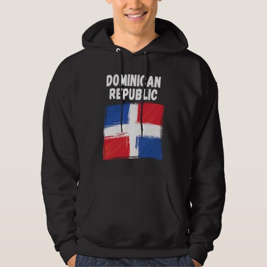 Dominican Republic Flag Vintage Grunge Dominican F パーカ (正面)