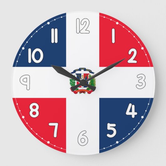 Dominican Republic Flag Wall Clock – Patriotic Hom ラージ壁時計 (正面)