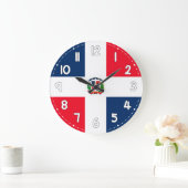 Dominican Republic Flag Wall Clock – Patriotic Hom ラージ壁時計 (ホーム)