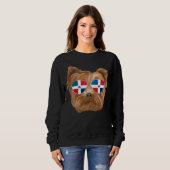 Dominican Republic Flag Yorkshire Terrier Dog Pock スウェットシャツ (正面フル)