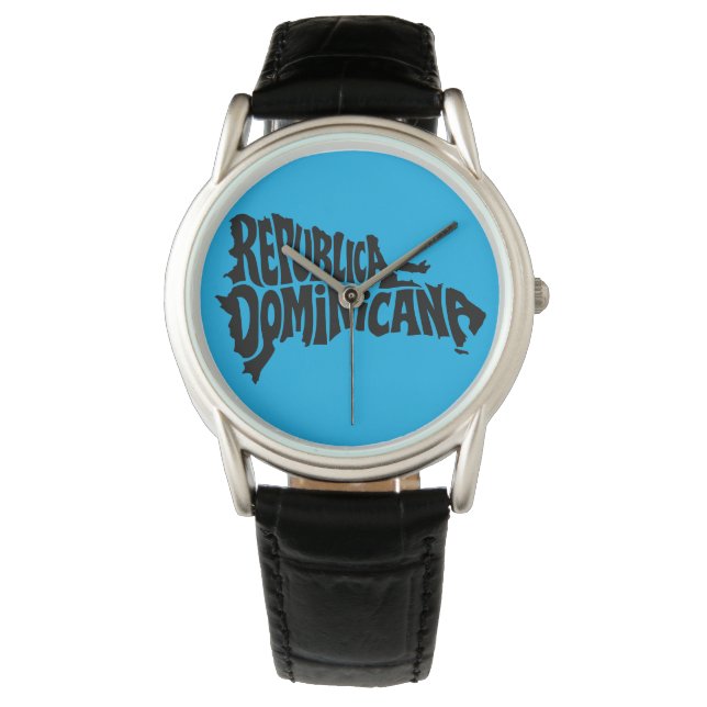 Dominican Republic Map Typography Watch 腕時計 (正面)