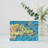 Dominican Republic Vintage Map Postcard ポストカード (スタンド正面)