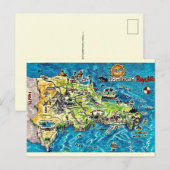Dominican Republic Vintage Map Postcard ポストカード (正面/裏面)