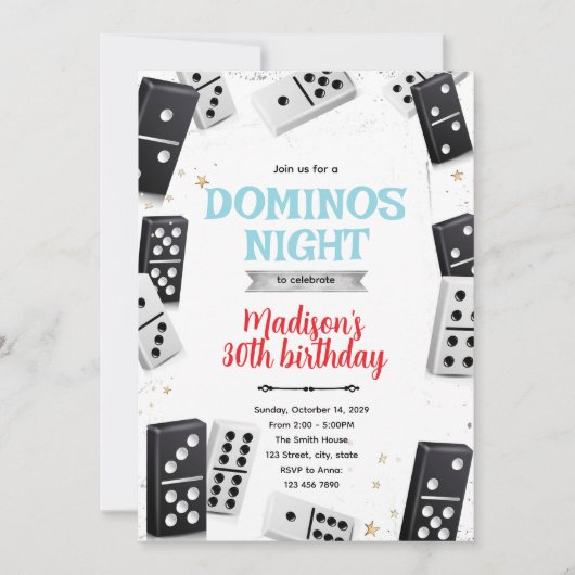 Dominos game night party invitation 招待状 (正面)