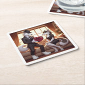Don Lupo Canino "Valentines" スクエアペーパーコースター (アングル)