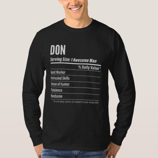 Don Nutritional Facts Serving Size Calories Tシャツ (正面)