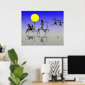 Don quijote y Sanchopanza (Digital color) ポスター (ホームオフィス)