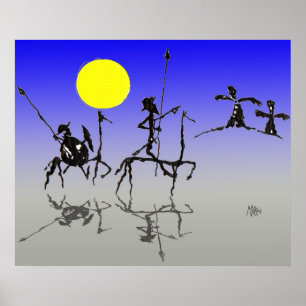 Don quijote y Sanchopanza (Digital color) ポスター