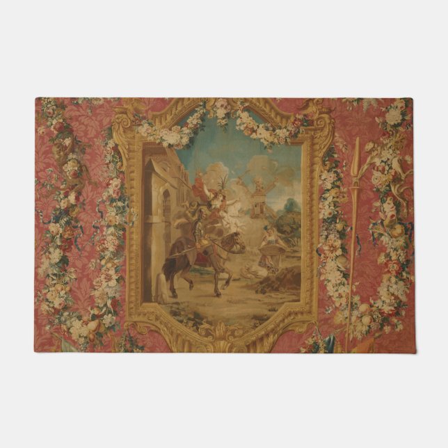 Don Quixote Guided by Folly, 18th century tapestry ドアマット (正面)