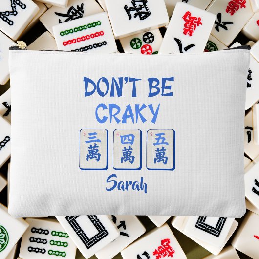 Don’t Be Craky Mahjong Blue Crak Tiles Funny アクセサリーポーチ