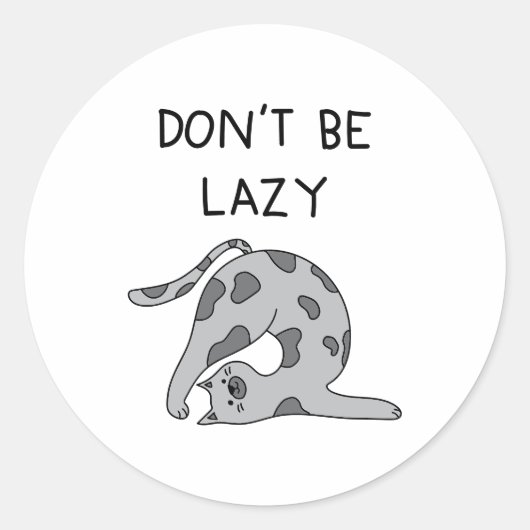 Don’t Be Lazy Yoga Cat ラウンドシール (正面)