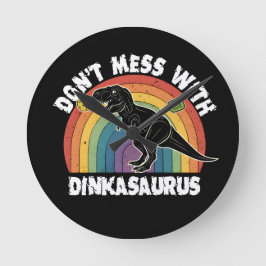 Don’t Mess With Dinkasaurus Pickleball ラウンド壁時計