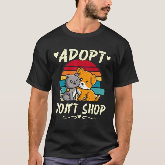 Don T Shop Animals Dog Cat Adoption Petを採用 Tシャツ (正面)