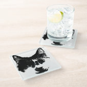 Don’t Spill It – Ink Cat  ガラスコースター (アングル)