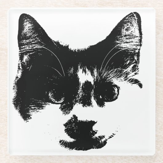 Don’t Spill It – Ink Cat  ガラスコースター (正面)