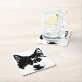 Don’t Spill It – Ink Cat  スクエアペーパーコースター (インサイチュ)