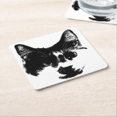 Don’t Spill It – Ink Cat  スクエアペーパーコースター (アングル)
