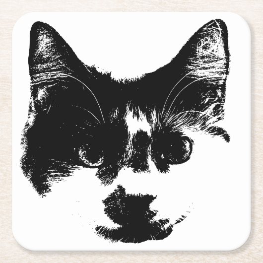 Don’t Spill It – Ink Cat  スクエアペーパーコースター (正面)