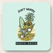 Don’t Worry Beach Happy – Funny Pineapple Surfer S コースター (正面)