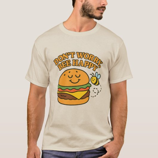 “Don’t Worry, Bee Happy” T-Shirt Tシャツ (正面)