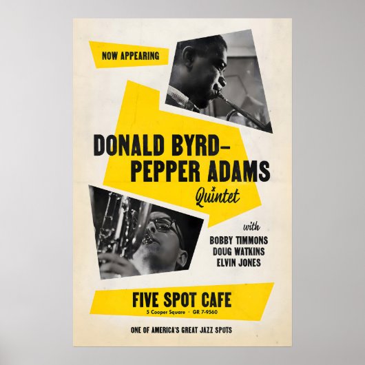 Donald Byrd - Pepper Adams jazz poster - Five Spot ポスター (正面)