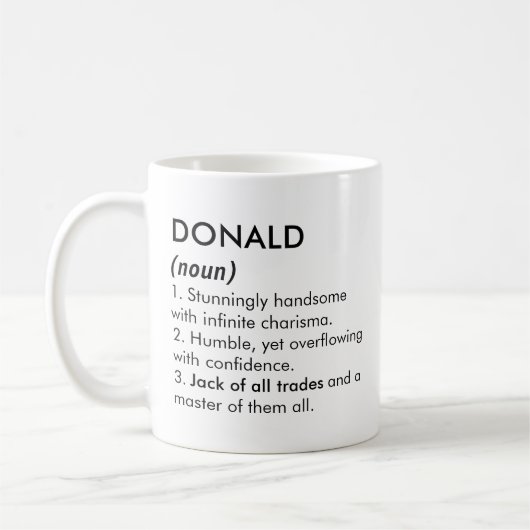 Donald name, Editable name, Custom name コーヒーマグカップ (左)