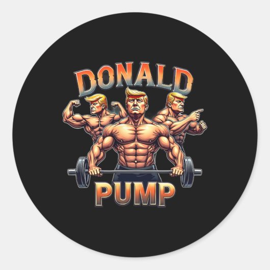 Donald Pump Funny Muscle Gym Meme ラウンドシール (正面)