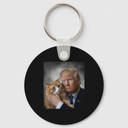 Donald Trump And Cat Funny Trump And Cat, Litical  キーホルダー (正面)