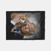 Donald Trump And Cat Funny Trump And Cat, Litical  フリースブランケット (正面(横))