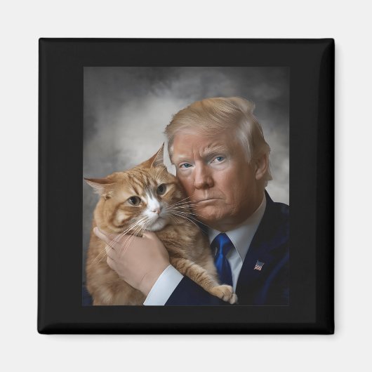 Donald Trump And Cat Funny Trump And Cat, Litical  マグネット (正面)