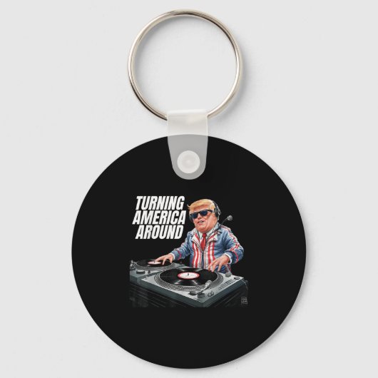 Donald Trump Dj Turning America のまわりに President 2 キーホルダー (正面)