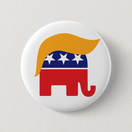 Donald Trump Hair GOP Elephant Logo 缶バッジ (正面)