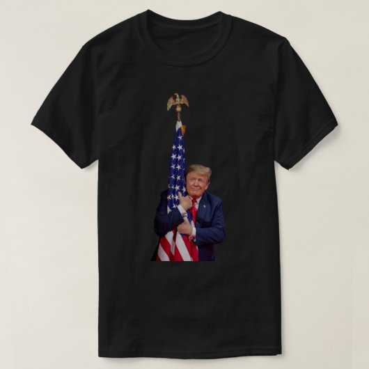 Donald Trump Hugging American Flag Sticker.png Tシャツ (デザイン正面)