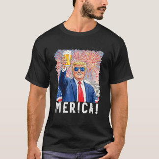 Donald Trump Merica 7月のトランプのサポート4th Tシャツ